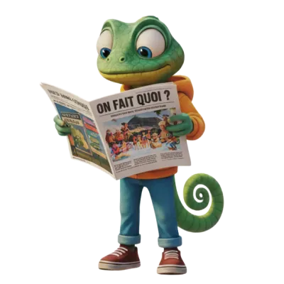 Mascotte caméléon ON FAIT QUOI ?